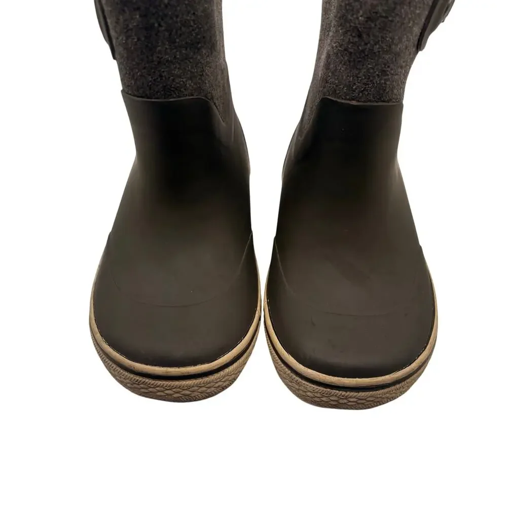 Zara Kids Waterproof Winter Rain Boots 24/25 Gray Rubber Felt Insulated Neutral